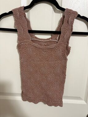 Intimately Free People Mauve Smocked Popcorn Textured Tank Top